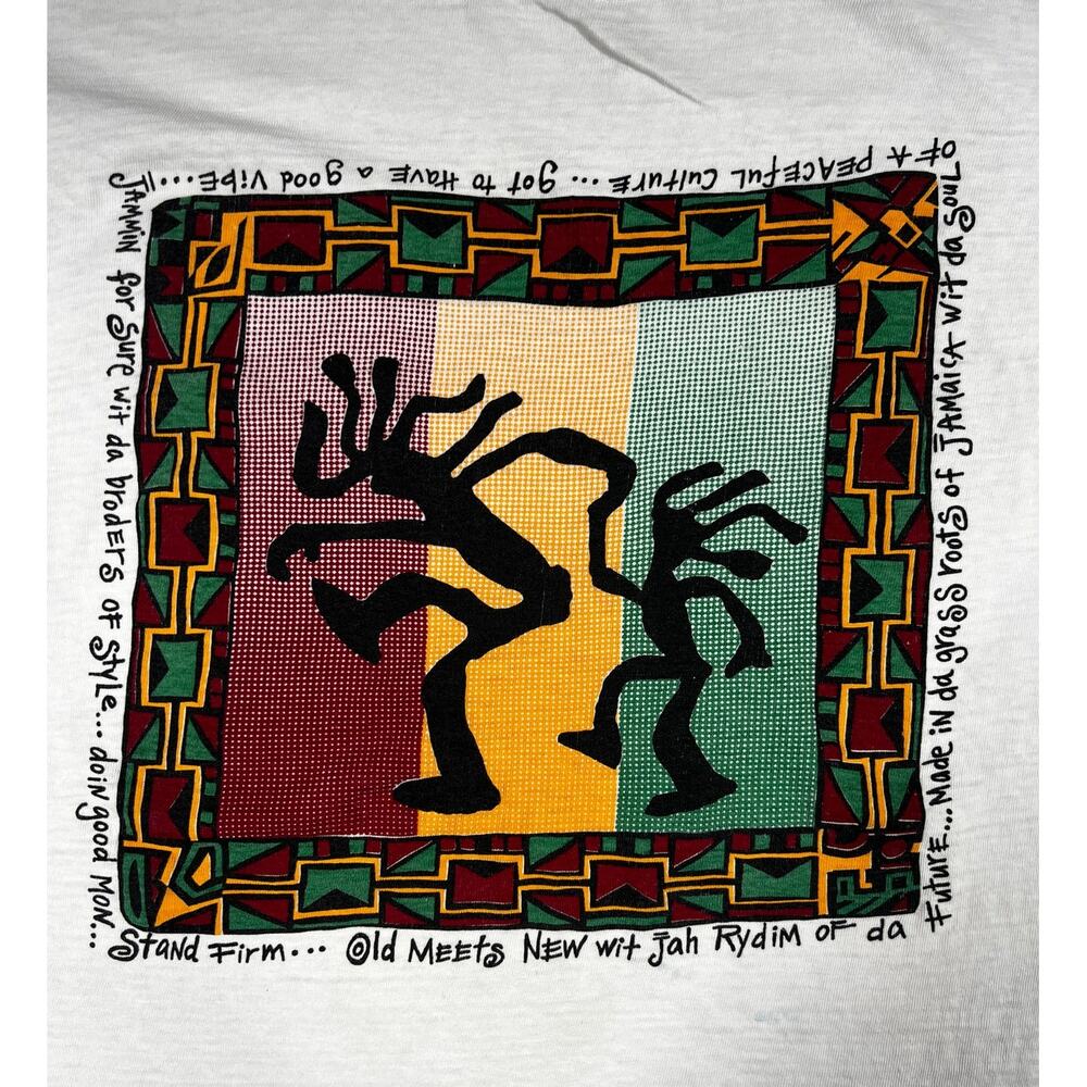 Vintage 80s Rasta Reggae T-Shirt Kokopelli Art Medium